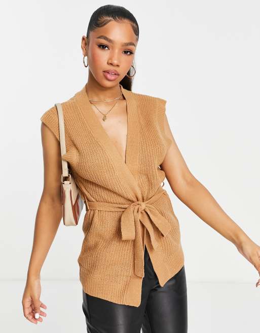 privacy constant Vacature Brave Soul - Vest zonder mouwen met gestrikte taille in camel | ASOS