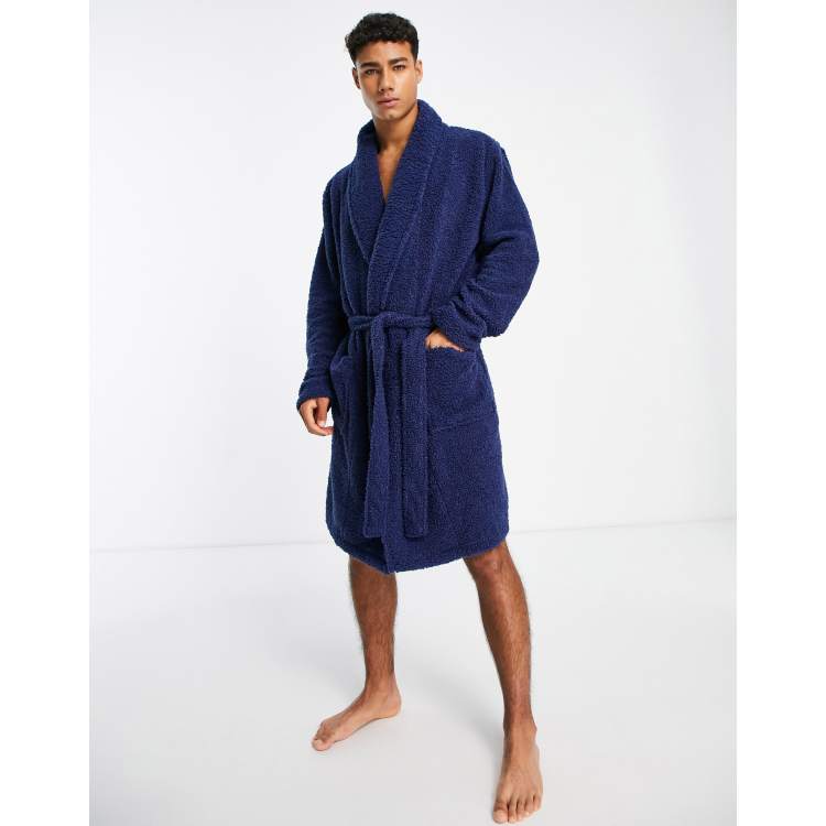 Brave Soul Vestaglia effetto peluche blu navy con collo