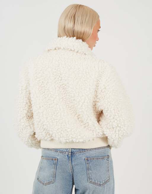 Brave Soul veste courte en faux-fur bouclé crème, 2 de 4