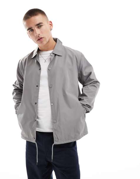 Brave Soul - Veste d'entraîneur légère avec fermeture à boutons-pression et ourlet élastique - Gris - view 1