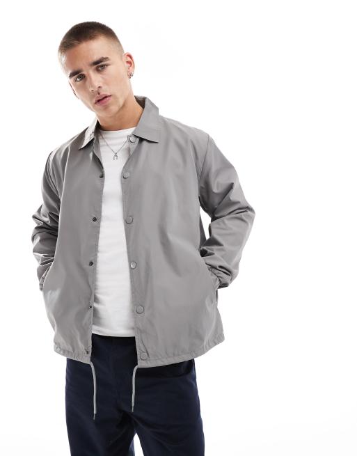 Brave Soul - Veste d'entraîneur légère avec fermeture à boutons-pression et ourlet élastique - Gris