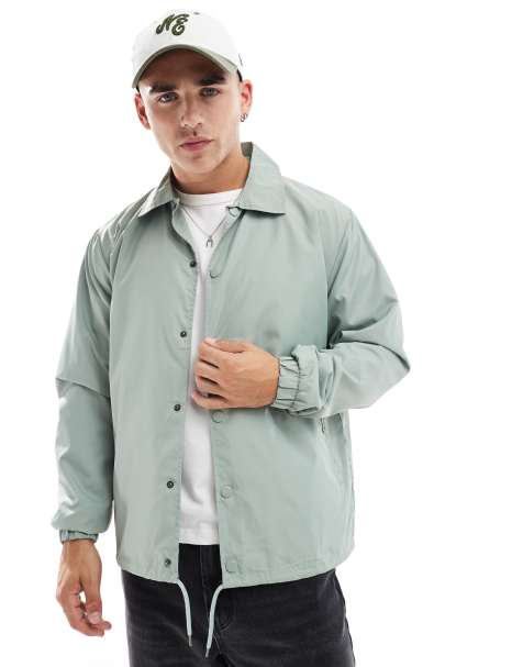 Brave Soul - Veste d'entraîneur légère avec fermeture à boutons-pression et ourlet élastique - Vert sauge - view 1