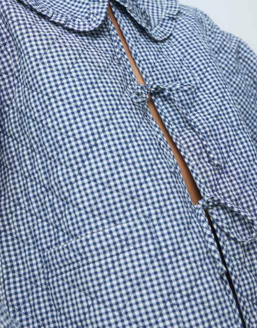 Brave Soul veste matelassée à nouer sur le devant avec col oversize en bleu marine, 3 de 4