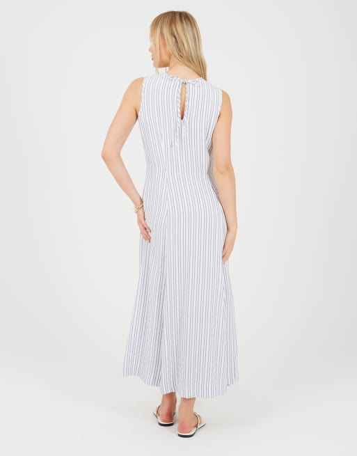 Brave Soul - vestido maxi sin mangas a rayas en crema, 2 de 4