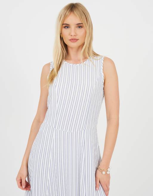 Brave Soul - vestido maxi sin mangas a rayas en crema, 4 de 4