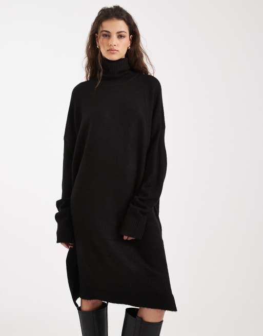 Brave Soul - Vestito maglia dolcevita corto nero, 2 di 4