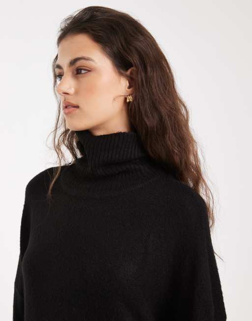 Brave Soul - Vestito maglia dolcevita corto nero, 3 di 4