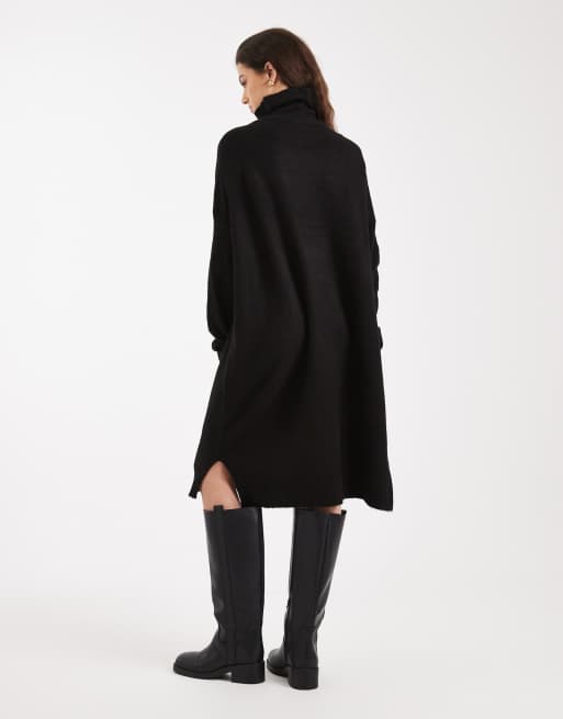 Brave Soul - Vestito maglia dolcevita corto nero, 4 di 4