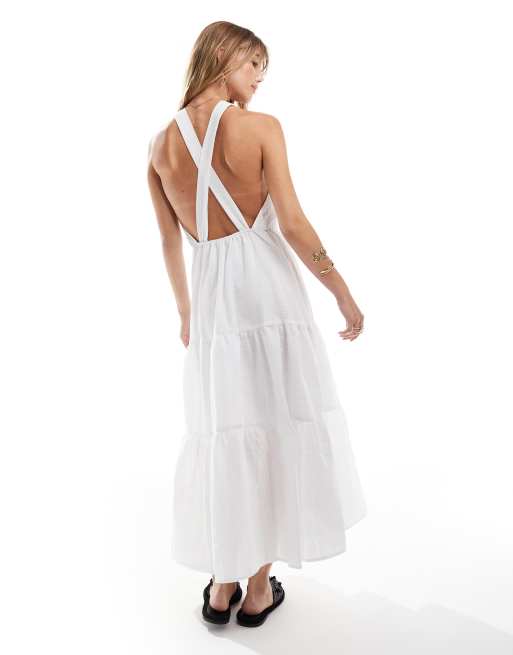 Brave Soul - Vestito midi a balze senza maniche bianco, 2 di 4