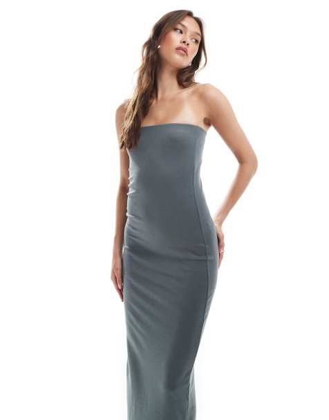 Brave Soul - Vestito midi a fascia grigio in jersey di cotone - view 1