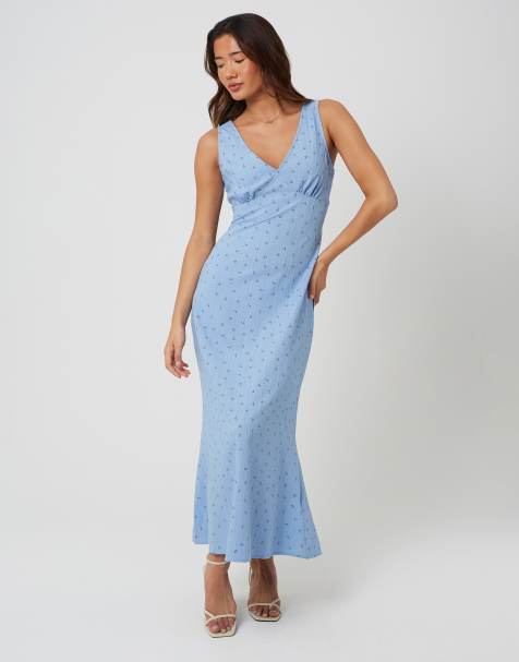 Brave Soul - Vestito midi blu a fiori con spalline sottili e scollo a V - view 1