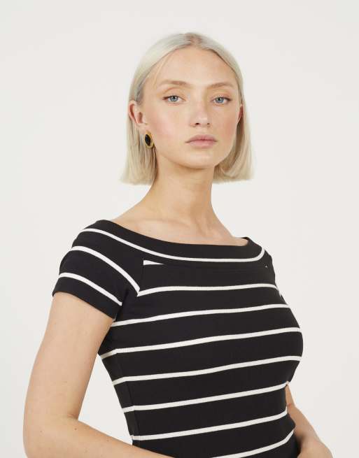 Brave Soul - Vestito midi in jersey di cotone nero con scollo rotondo, 3 di 3