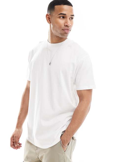 Brave Soul – Vit t-shirt i oversize med hög ringning