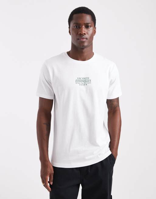 Brave Soul – Vit t-shirt med korta ärmar och Vacances-tryck, 3 av 5
