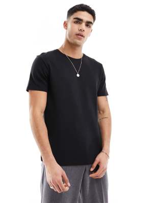 Brave Soul waffle knit t shirt in black ASOS