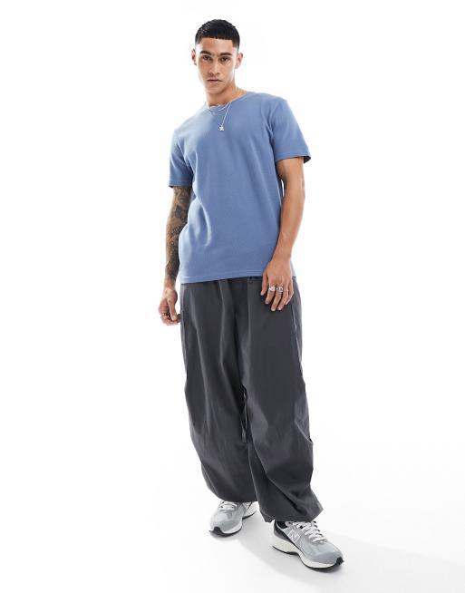 Brave Soul waffle knit t-shirt in coronet blue, 2 of 4