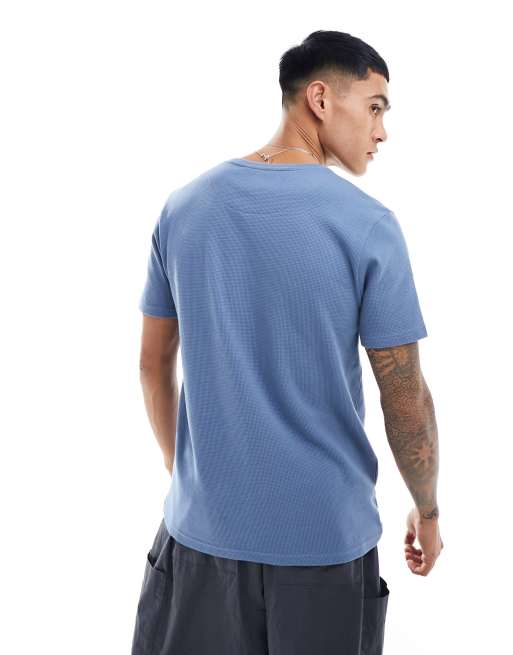 Brave Soul waffle knit t-shirt in coronet blue, 3 of 4