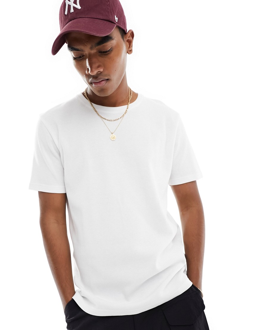 Brave Soul waffle knit t-shirt in white