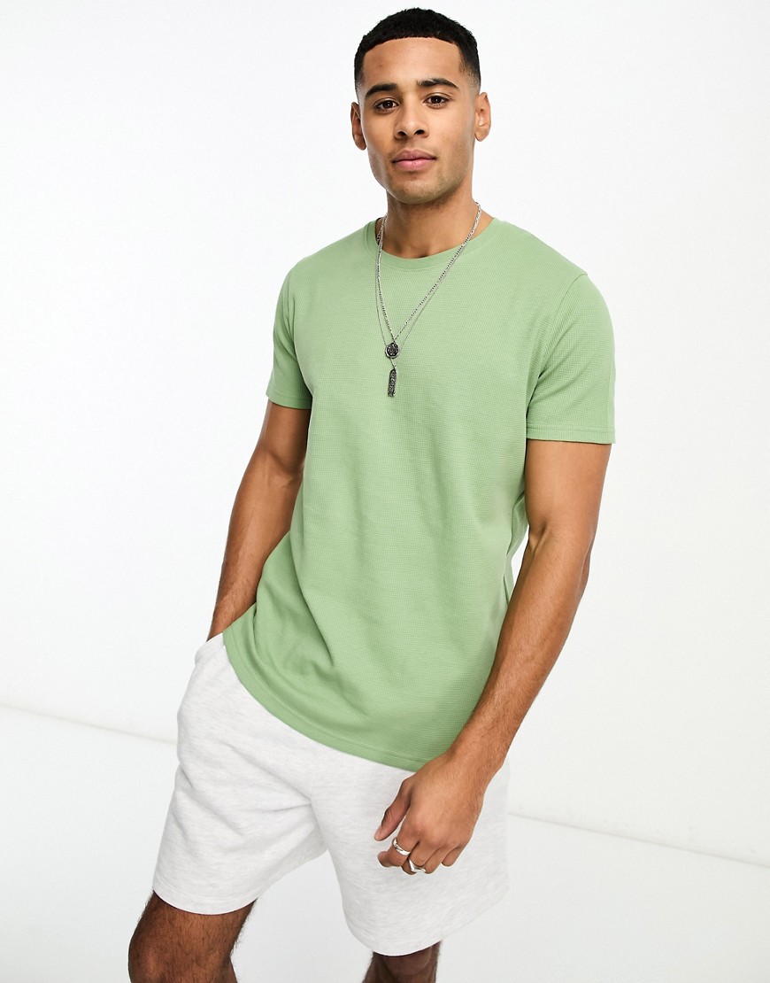 Brave Soul waffle t-shirt in pale green