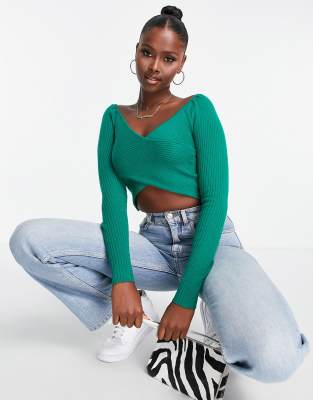 Green on sale cropped jumper