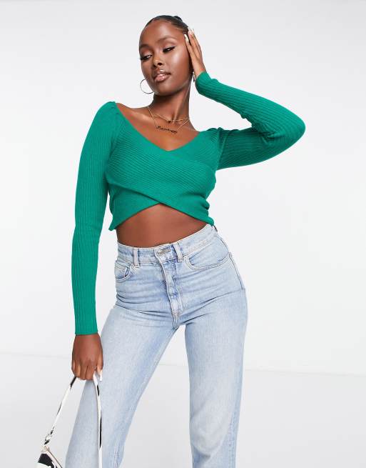 Green on sale cropped jumper