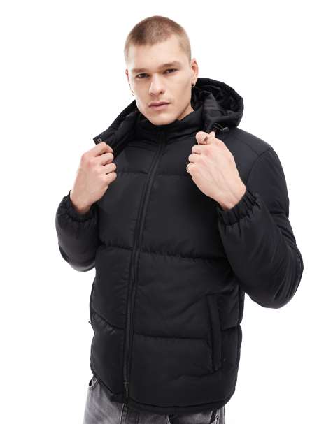 Brave Soul – Wattierte Jacke mit Kapuze in Schwarz - view 1