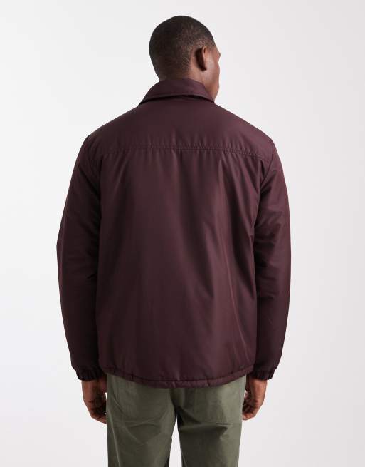 Brave Soul – Wattierte kurze Jacke in Burgunderrot mit Knopfleiste, 3 von 5