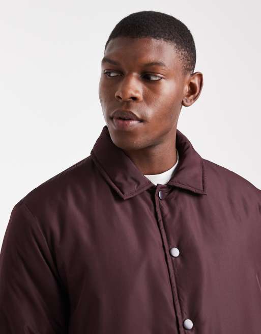 Brave Soul – Wattierte kurze Jacke in Burgunderrot mit Knopfleiste, 5 von 5