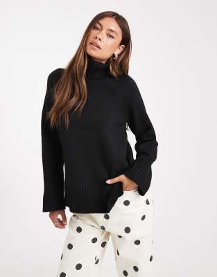 Brave Soul - Weicher, hochgeschlossener Pullover in Schwarz
