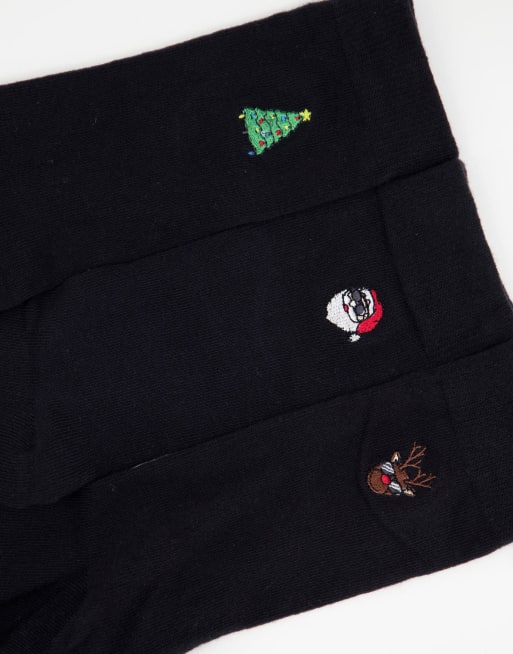 Brave Soul – Weihnachtliche Socken in Schwarz im 5er-Pack, 4 von 4