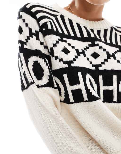 Brave Soul – Weihnachtspullover in Cremeweiß mit Jacquard-Detail, 3 von 4