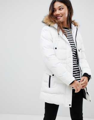 brave soul whitehorse padded parka with faux fur trim