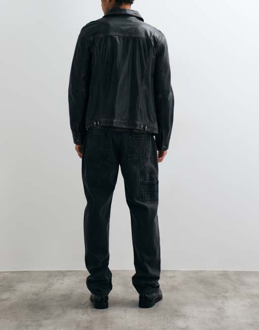 Brave Soul wide leg jeans with carpenter pocket in charcoal, 3 of 5