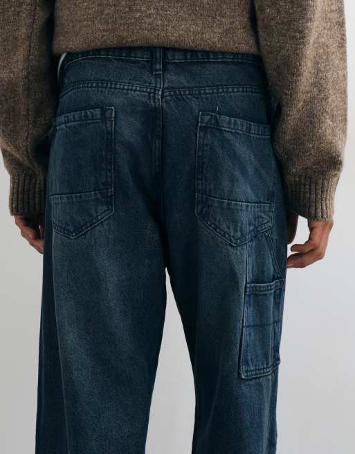 Brave Soul wide leg jeans with carpenter pocket in medium blue, 5 of 5