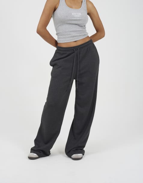 Brave Soul Wide leg joggers in charcoal - view 1