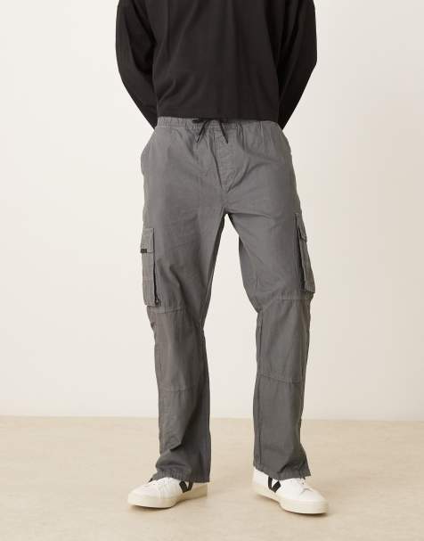 Brave Soul Wide leg ripstop cargo trousers in grey - view 1