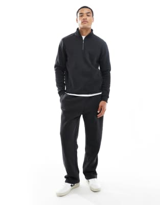 Brave Soul Wide Leg Sweatpants With Drawstring Waist In Black