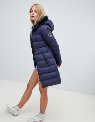 saint tropez long padded jacket with hood