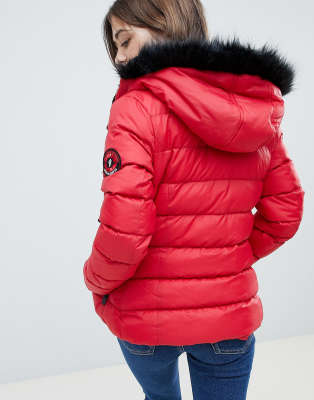 brave soul wizard short padded coat with faux fur hood
