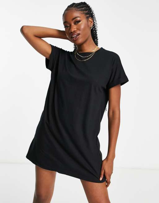 Brave Soul xena oversized t shirt dress in black