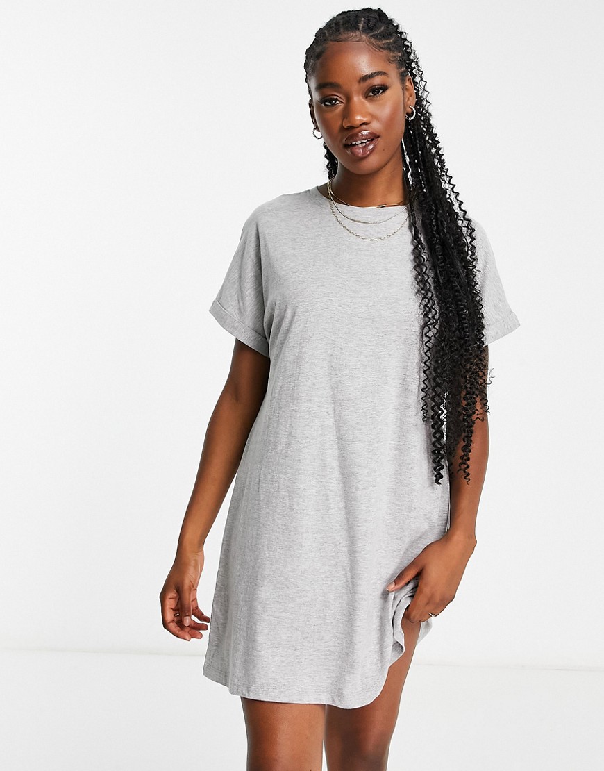 Brave Soul xena oversized T-shirt dress in gray