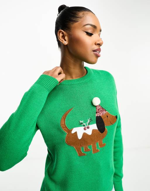 Ladies dog outlet christmas jumper