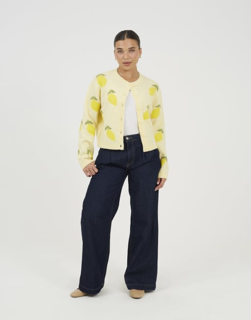 Brave Soul - Zacht gebreid vest van jacquard in geel, 2 van 4