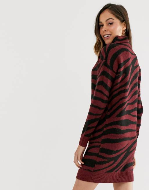 Brave Soul — Zigby — Sweaterkjole med dyreprint og rullekrave, 2 af 4