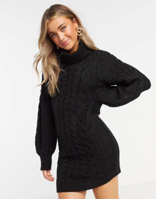 black cable knit jumper dress