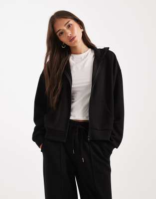 Brave Soul Zip Front Scuba-style Hoodie In Black