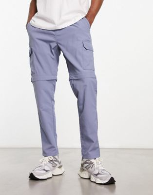Brave Soul zip off leg tech cargo trousers in pale blue