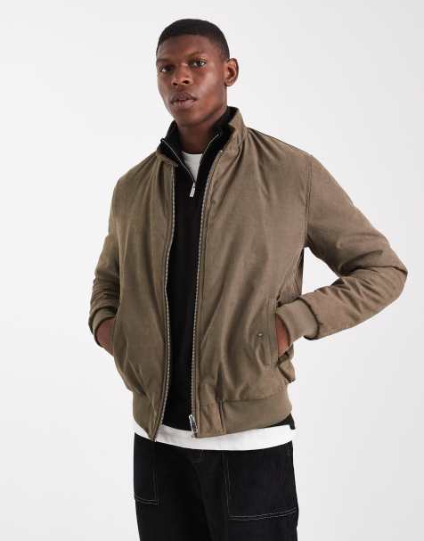 Brave Soul zip through bomber jacket in khaki - view 1