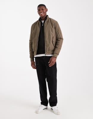 Brave Soul Zip Through Bomber Jacket In Brown