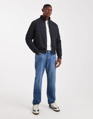Brave Soul Zip Through Bomber Jacket In Blue